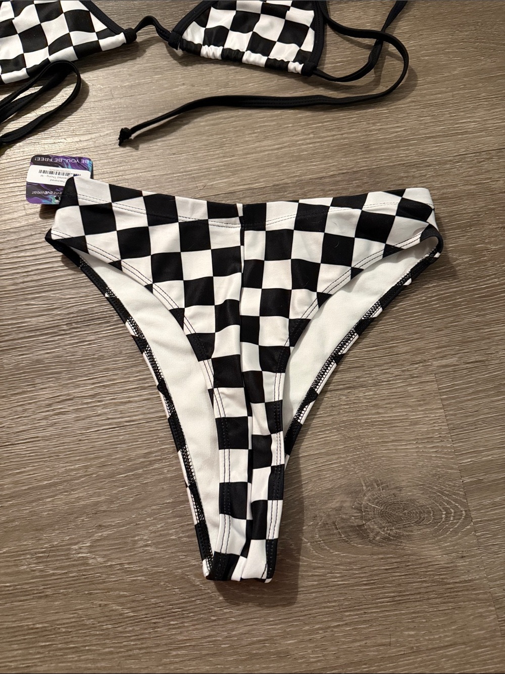 Freedom Rave Wear Set Black & White Checkered Triangle Rave Set - Picture 2 of 3